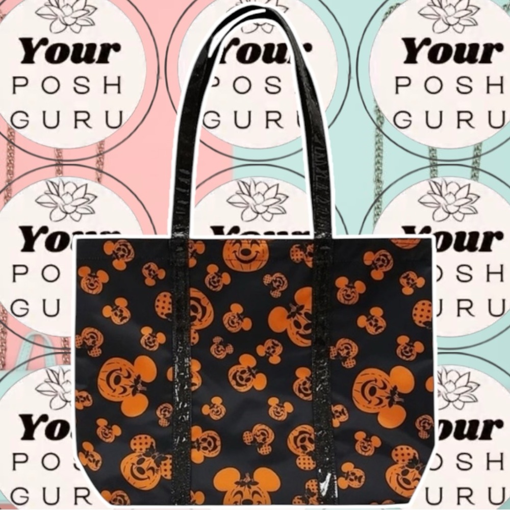 🎃 Lg Disney Mickey & Minnie Jack-o'-Lantern Halloween Tote Large